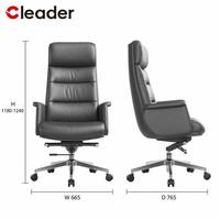 Chaise de bureau de direction ergonomique pivotante et réglable en cuir, rembourrée, avec base en acier, dossier haut, pour usage commercial