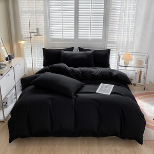 Modern Simple Style <strong>Black</strong> Quilt Cover Duvet Set Printed <strong>Bedding</strong> for Fall Season - Product Image 1