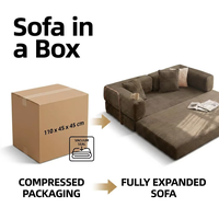 3-in-1 Multifunktionales Konvertierbares Schlafsofa Vakuumkomprimierter Cord 32D Hochdichter Schaumstoff Schlafsessel für Wohnzimmer