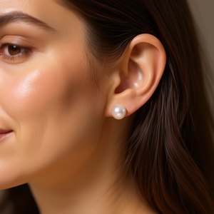 Eleganti orecchini con perle, perle coltivate bianche rotonde da 5 mm, stile classico per le donne, da indossare tutti i giorni - Product Image 2
