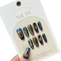 Ongles Press-on Faits Main Effet Galaxie Œil de Chat, Design Mystique Cyberpunk Ciel Étoilé Y2K, Esthétique Sombre Gothique, Scintillants Personnalisés, Vente en Gros
