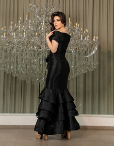 Abito <span class=keywords><strong>da</strong></span> sera lungo elegante <span class=keywords><strong>da</strong></span> <span class=keywords><strong>donna</strong></span>, monocolore, vintage, aderente, con spalle scoperte, design personalizzato - Product Image 6