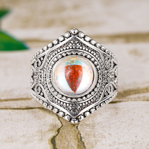 Anillo Vintage Texturizado para Mujer con Aspecto de Piedra Iridiscente, Clásico y Elegante en Tono Marrón, Joyería de Moda - Product Image 2