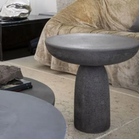 Table basse en marbre travertin poli, design simple et moderne, décoration de la maison, beige naturel, style japonais, table ronde
