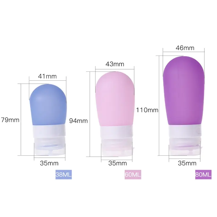 BPA Free Leak Proof Silicone Squeezable and Refillable Travel Containers Silicone Travel Bottle Set