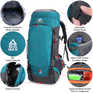 Mochila de Senderismo de 65L, Impermeable, para Deportes al Aire Libre, Viajes, para Hombres y Mujeres, Camping, Trekking, Excursionismo - Product Image 3