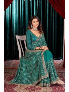 Nouvelle Arrivée : Saree en Satin Fandy Lourd avec Broderie de Perles Ornamentales et Blouse de Créateur Élégante – Idéal pour Mariages Traditionnels, Fêtes et Cérémonies - Product Image 6