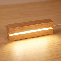 Base de lampe LED en bois USB, support de veilleuse en acrylique, support de lampe rectangulaire, base de lampe 3D en bois, lampe de table, décoration de chambre