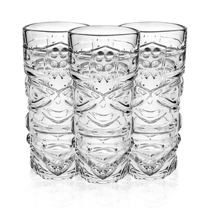 Tiki Style 410ml Highball Glass Vaso de agua elegante ecológico con patrón de mueca de cristal sin plomo Diseño único - Product Image 3