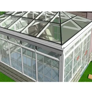 Aluminium Gehard Glas Huis Prefab Veranda Regen En Sneeuw Proof Winter Huis Sunrooms Glas Huizen Veranda Panelen Voor Verkoop