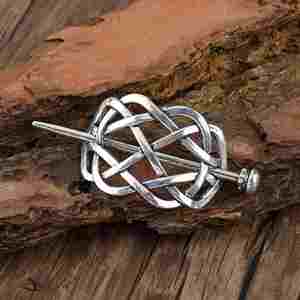 Barrettes à cheveux celtiques vikings, épingles à cheveux vintage à nœud celtique, bâtons à cheveux rétro en alliage d'argent, bijoux de barrette à cheveux en métal viking celtique - Product Image 2