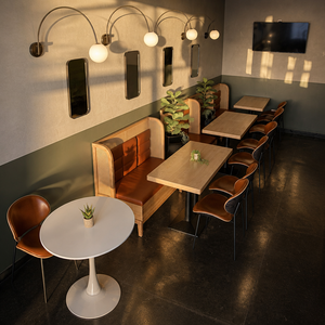 Ensemble de meubles de restaurant en bois moderne avec structure métallique et dossier en rotin pour salle à manger - Product Image 6