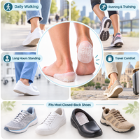 Protège-talon amélioré avec trou d'aération et sangle réglable, en gel épais absorbant les chocs, pour soulager la fatigue des pieds lors de longues périodes debout