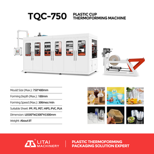 Línea de Producción de Máquinas para Fabricar Platos y Vasos de Plástico con Accionamiento Hidráulico Totalmente Automático - Product Image 4