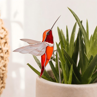 Attrape-soleil en verre teinté Art déco moderne fait main, en forme d'oiseau colibri, ornement suspendu pour plantes, cadeau pour la fête des mères