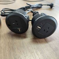 Yeni AU güç masası güç Grommet gömme AC çıkışları ile elektrik panosu 80mm delik Grommet, ev ofis için PD 20W Home A + C portu