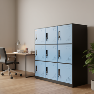 ตู้เก็บของโลหะ Vevor 9 ประตู ขนาด 33x15x85 ซม. สีดำ ประตูสีน้ำเงิน ตู้เก็บของพนักงาน สำหรับสำนักงาน บ้าน โรงเรียน โรงยิม - Product Image 2