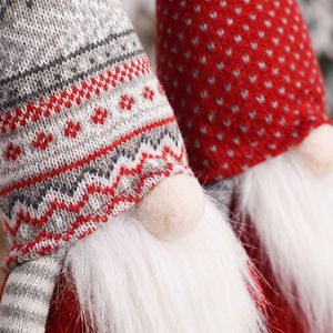 Grey Red Knit Hat Faceless Gnome Plush Tomte <b>Doll</b> Pair for Nordic Christmas Tabletop Decor - Product Image 2
