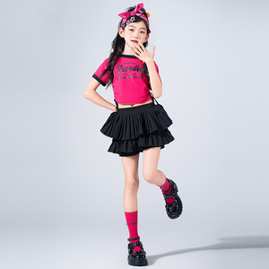 <span class=keywords><strong>Disfraz</strong></span> <span class=keywords><strong>de</strong></span> Hip Hop para Niños, Camiseta <span class=keywords><strong>con</strong></span> Letras Fucsia, Pañuelo, Falda Tutú, Pantalones Cortos Bicolor, Estilo Urbano para Recital - Product Image 2