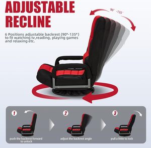 Nouveau Design base pivotante 360 rotation ajuster Position dossier pliant <span class=keywords><strong>sol</strong></span> jeu vidéo chaise d'ordinateur pour la lecture de TV jouer rouge - Product Image 5