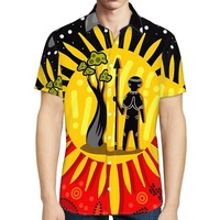 Chemises à manches courtes pour hommes avec impression intégrale d'art aborigène australien, style original, chemise boutonnée pour hommes en gros, style australien