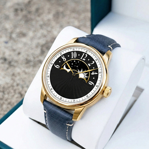 Montres mécaniques de luxe pour hommes avec logo personnalisé OEM, cadran guilloché, affichage 24 heures, affichage des phases de lune, montres automatiques - Product Image 1