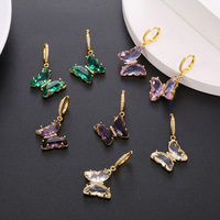 ZUOLA Boucles d'oreilles plaquées or 18 carats avec zircon 5A, style Huggie papillon, pendantes en cristal pour femme, élégantes