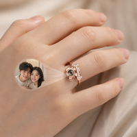 Bague de projection photo cachée « Je t'aime » en 100 langues, en forme d'os de chien, ouverte et ajustable, en or, argent ou or rose, cadeau pour les amoureux des chiens