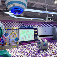 Equipo de Juegos Interior Comercial con Temática Espacial, Centro de Juegos Suaves para Niños con Tobogán de Tubo de Plástico Grande y Piscina de Pelotas