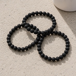 Pulsera <span class=keywords><strong>de</strong></span> Cuentas Go2boho con Cuentas <span class=keywords><strong>de</strong></span> Piedra Natural Negra Porosa, Joyería Casual Deportiva Unisex para Regalo - Product Image 5