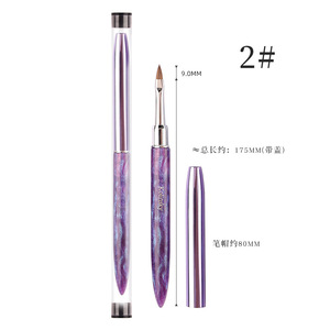 Pinceau à ongles professionnel de haute qualité, manche en bois violet, poils acryliques plissés 100% pur Kolinsky, plat, facile à appliquer, pour poudre de manucure - Product Image 4