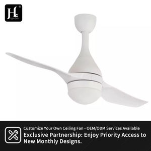 Ventilateur de plafond moderne électrique de 42/52 pouces, moteur CC, faible bruit, utilisation hôtelière, décoration de maison élégante, blanc, lumière unique - Product Image 6