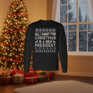 Tout ce que je veux pour Noël, c'est un nouveau président, t-shirt de Noël à manches longues - Product Image 3
