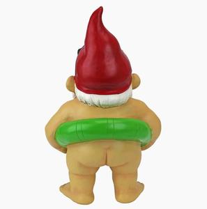 Mignon Résine Sexy Gnome De Jardin Nu Avec Swing Anneau Statue Piscine Plage Décoration - Product Image 6