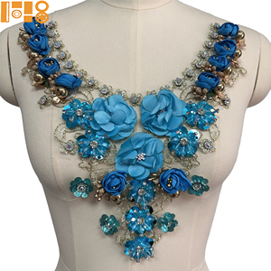 Aplique Bordado con Cuentas Hecho a Mano <span class=keywords><strong>2026</strong></span>, Parche Cosido con Cordón de Hueso, Flor para Cuello, Vestido de Novia, Accesorios de Ropa para Bodas DIY - Product Image 3