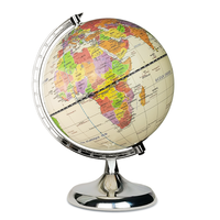 Globe terrestre politique MPR E33300 de 8 pouces, beige, rotation à 360°, carte bilingue espagnole, support métallique, décoration éducative pour la maison/le bureau