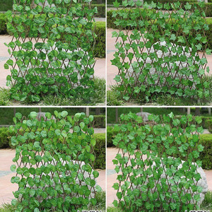 Feuille verte <span class=keywords><strong>artificielle</strong></span> plante fleur clôture extensions décoration maison <span class=keywords><strong>jardin</strong></span> clôture télescopique en bois - Product Image 5