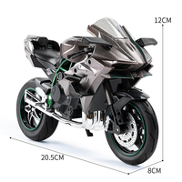 Nouvelle moto miniature Kawasaki H2R en alliage moulé sous pression, modèle 1/10, avec effets sonores et lumineux, direction de la roue avant, cadeau pour garçon