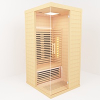 Kotak Sauna Inframerah 1450W Hemlock Kanada Harga Grosir Keamanan Tinggi dengan Jendela Transom Desain Modern
