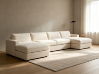 Canapé modulaire en U FERLY de style italien, double chaise longue, coussins en duvet, reconfigurable, pour salon