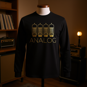 T-shirt à manches longues avec motif de tube amplificateur analogique, style rétro, design audiophile - Product Image 3