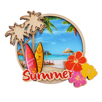 Aimants de réfrigérateur 3D en bois MDF personnalisés par le fabricant, motif tortue animale, île, mer, plage, souvenir en bois