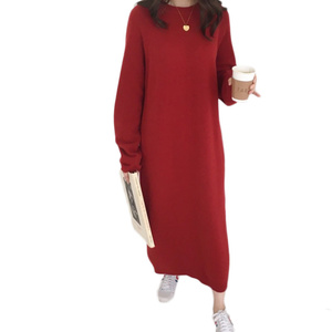 Gran oferta moda coreana señora invierno grueso cálido Cachemira vestidos casuales mujeres suéter de punto Maxi Angora vestido largo suéter - Product Image 6
