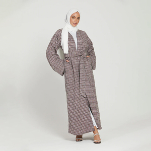 Custom Muslim <strong>Women</strong> <strong>Winter</strong> <strong>Coat</strong> Abaya High Quality <strong>Warm</strong> Tweed Open Jacket Abaya - Product Image 5