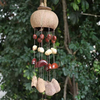 Mixed Natural Seed Shell Wind Chime Large Hanging Nut Shell Rattle Hand Shaker for Sound Bath Folk Music Natural Craft Decor