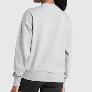 Sweat-shirts pour femmes en coton pur, col rond, couleur unie, coupe ajustée, manches longues, sport et loisirs, grande taille, vente en gros - Product Image 3