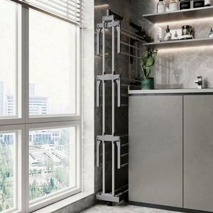 3 Layer Foldable Stainless Steel Stand Drying <b>Rack</b> with Storage Holders Durable & Space Saving Clothing & Bag Organizer - Product Image 4