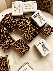 Juego de Mahjong Americano con Estampado de Leopardo, 160 Fichas con Tapete, Juego Completo, Fichas Acrílicas Resistentes, Antideslizantes, Decoración para el Hogar - Product Image 6