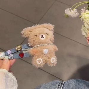 <b>Cute</b> plush toy, little brown <b>bear</b> and bunny, rhinestone hair clip, denim hair clip, high-value sweet hair accessories, Japanese - Product Image 3