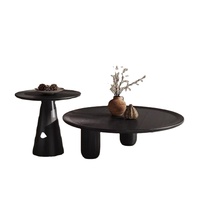 Table basse ronde minimaliste, style médiéval, design de luxe léger, table à thé artisanale effet pierre craquelée pour salon